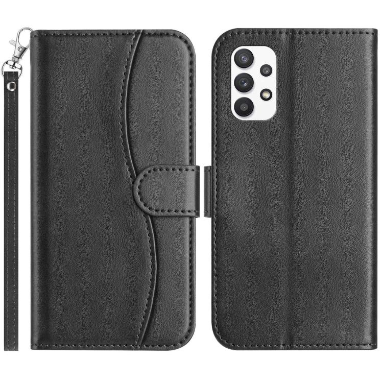 For Samsung Galaxy A73 Dual-Folded S-shape Leather Phone Case