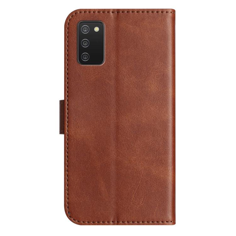 For Samsung Galaxy A02s EU Dual-Folded S-shape Leather Phone Case