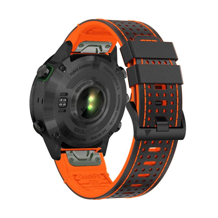 For Garmin Fenix 7X 26mm Kalebol Dot Hole Silicone Leather Quick Release Watch Band