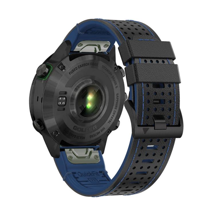 For Garmin Fenix 7 22mm Kalebol Dot Hole Silicone Leather Quick Release Watch Band