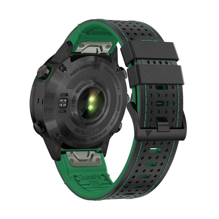 For Garmin Fenix 7 22mm Kalebol Dot Hole Silicone Leather Quick Release Watch Band