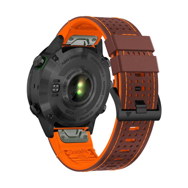 For Garmin Fenix 7 22mm Kalebol Dot Hole Silicone Leather Quick Release Watch Band