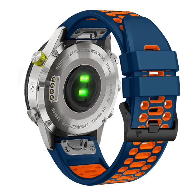 For Garmin Fenix 7X 26mm Kalebol Three Rows Hole Two Color Silicone Watch Band