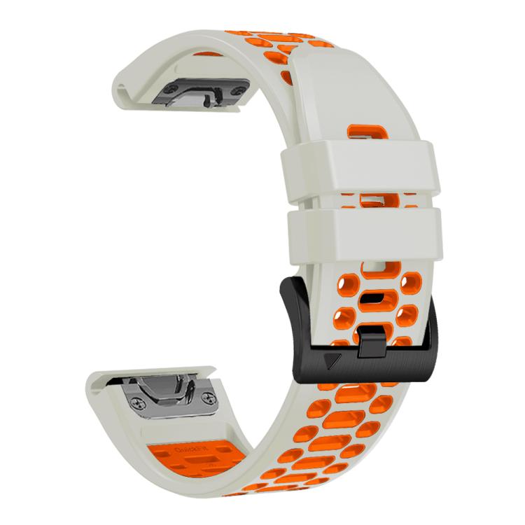 For Garmin Fenix 7X 26mm Kalebol Three Rows Hole Two Color Silicone Watch Band