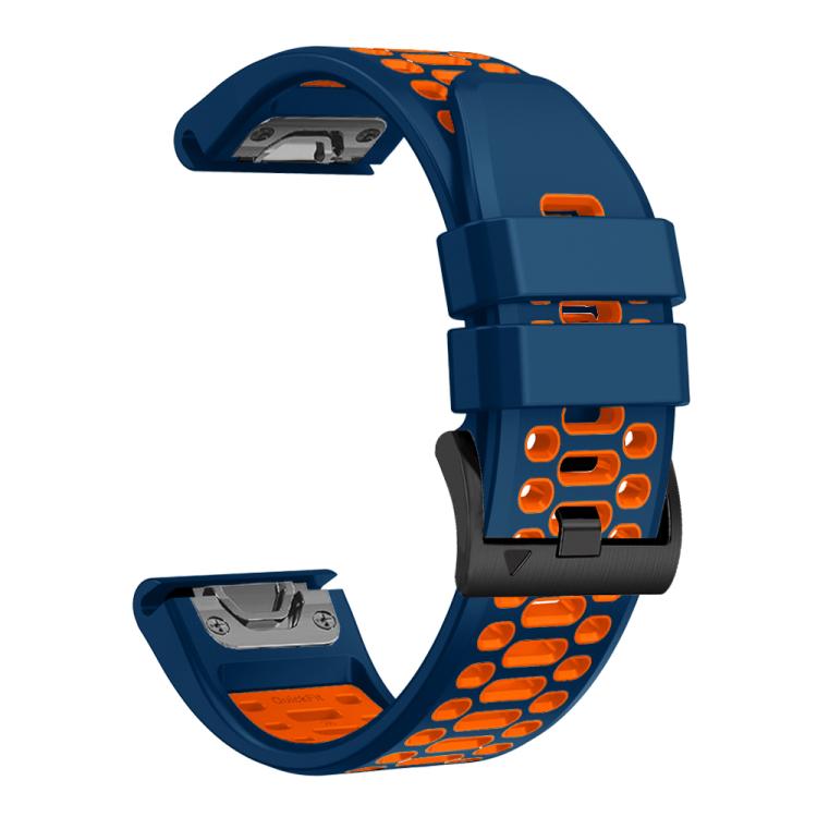 For Garmin Fenix 7 22mm Kalebol Three Rows Hole Two Color Silicone Watch Band