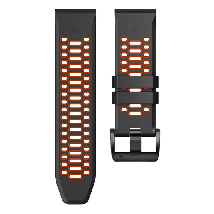 For Garmin Fenix 7 22mm Kalebol Three Rows Hole Two Color Silicone Watch Band