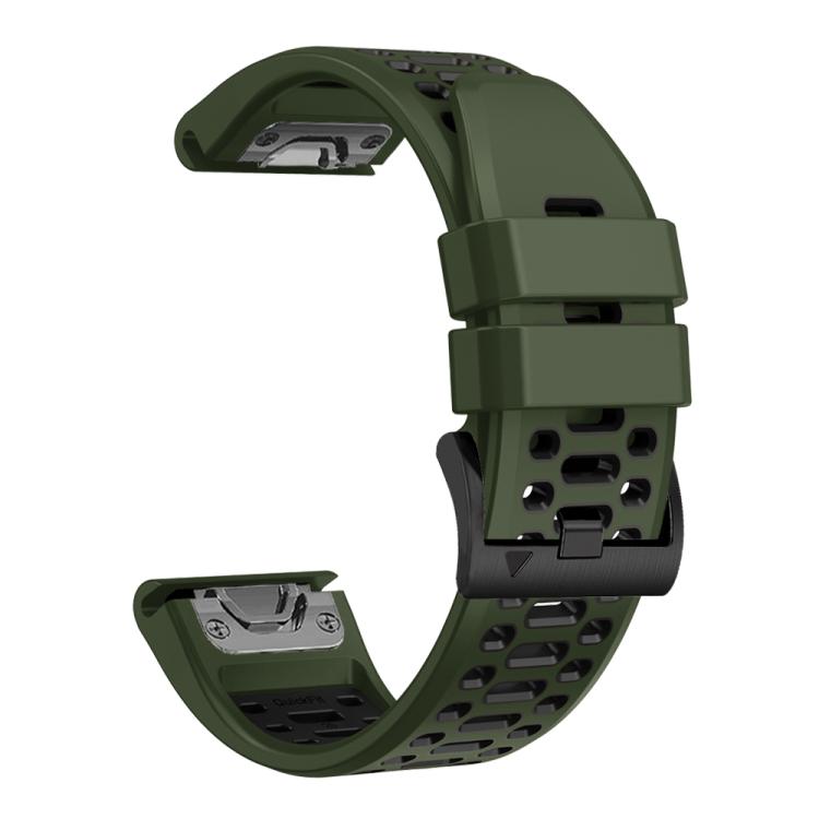 For Garmin Fenix 7 22mm Kalebol Three Rows Hole Two Color Silicone Watch Band