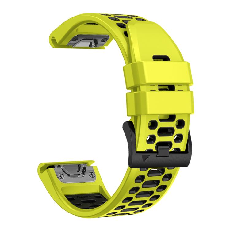 For Garmin Fenix 7 22mm Kalebol Three Rows Hole Two Color Silicone Watch Band
