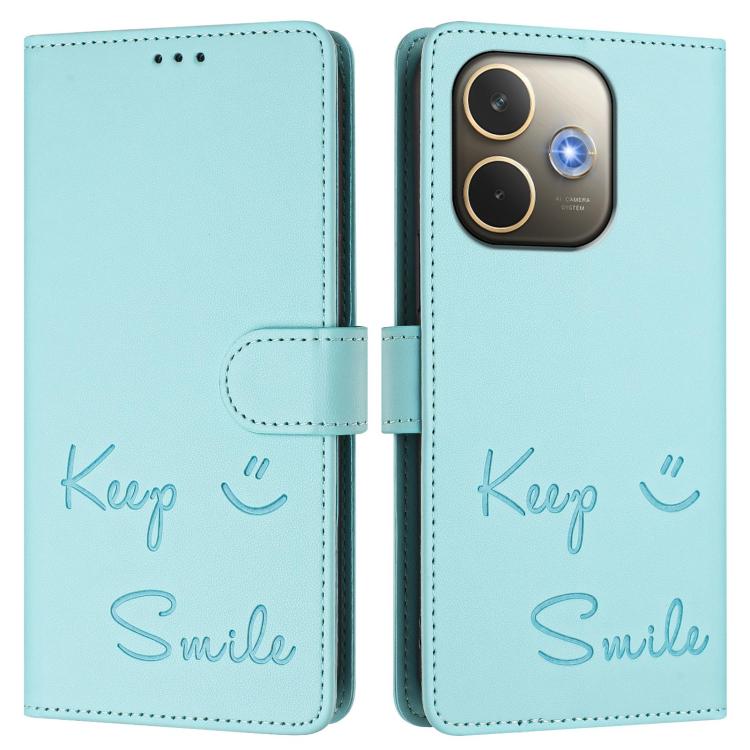 For OPPO A5 Pro 5G Global Smile Embossing RFID Leather Phone Case