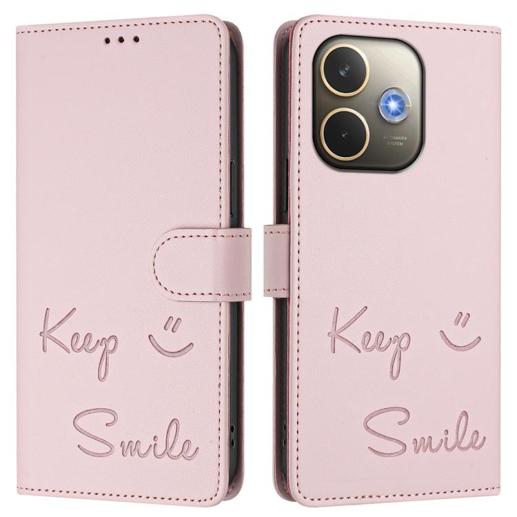For OPPO A5 Pro 5G Global Smile Embossing RFID Leather Phone Case