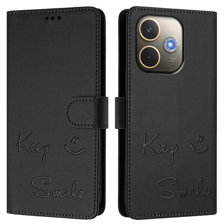 For OPPO A5 Pro 5G Global Smile Embossing RFID Leather Phone Case