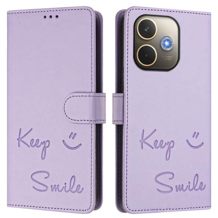 For OPPO A5 Pro 5G Global Smile Embossing RFID Leather Phone Case