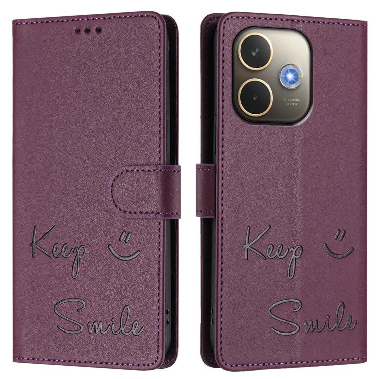 For OPPO A5 Pro 5G Global Smile Embossing RFID Leather Phone Case