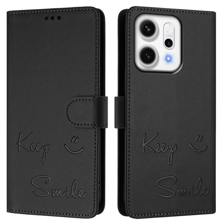 For OPPO Reno14 Global Smile Embossing RFID Leather Phone Case