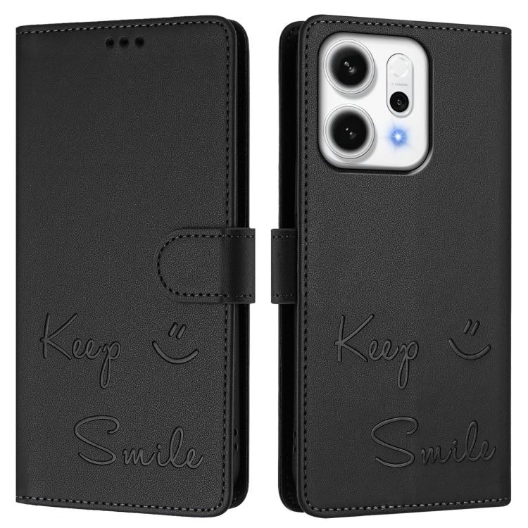 For OPPO Reno14 Pro Global Smile Embossing RFID Leather Phone Case
