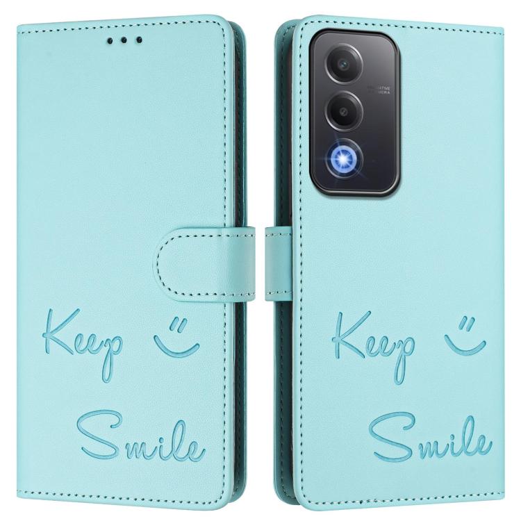 For OPPO A5 5G Global Smile Embossing RFID Leather Phone Case