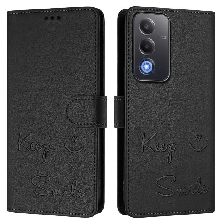 For OPPO A5 5G Global Smile Embossing RFID Leather Phone Case