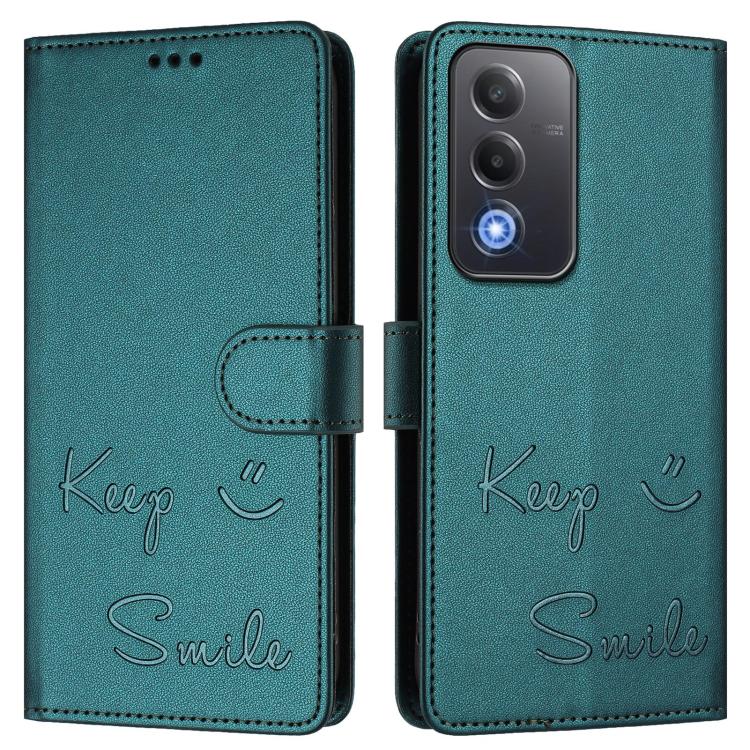For OPPO A5 5G Global Smile Embossing RFID Leather Phone Case