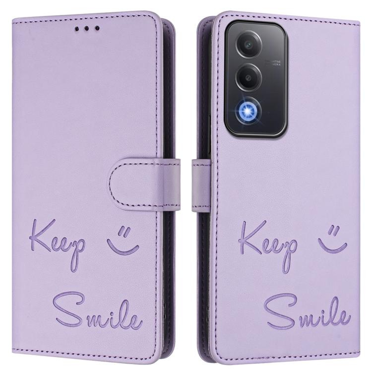 For OPPO A5 5G Global Smile Embossing RFID Leather Phone Case