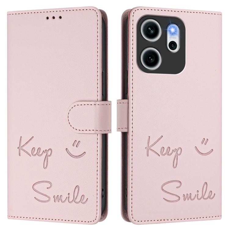 For OPPO Reno14 F 5G Smile Embossing RFID Leather Phone Case