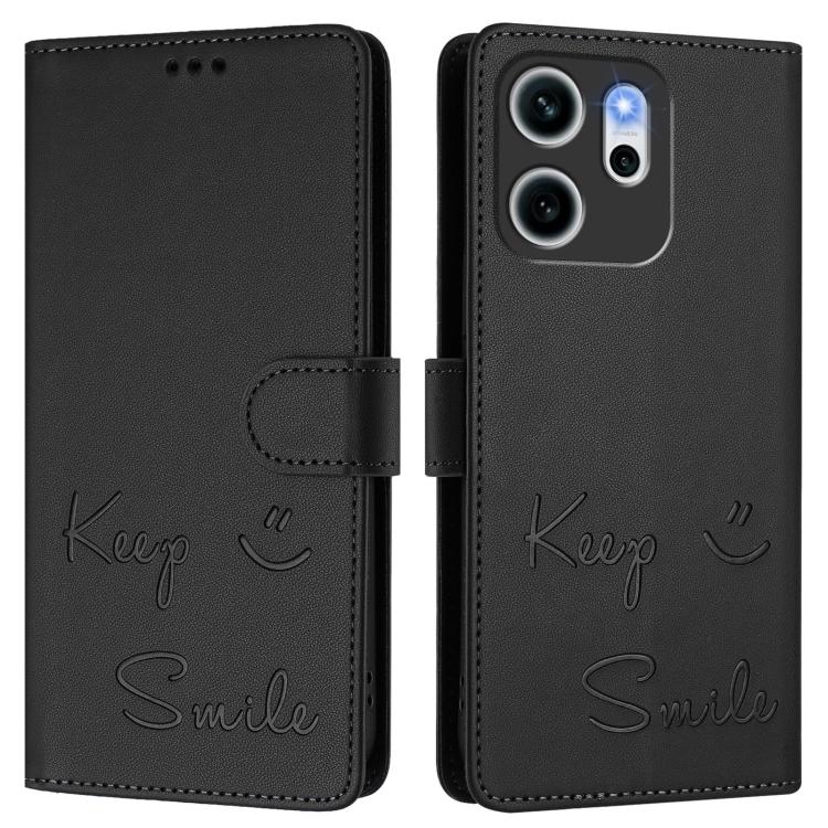 For OPPO Reno14 F 5G Smile Embossing RFID Leather Phone Case