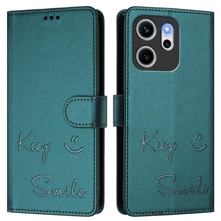 For OPPO Reno14 F 5G Smile Embossing RFID Leather Phone Case