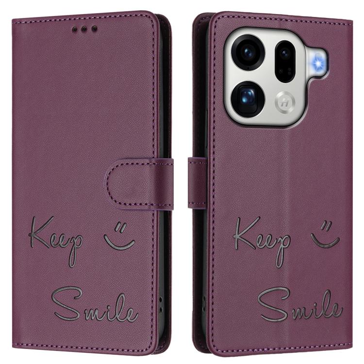 For OPPO Find X9 Pro Smile Embossing RFID Leather Phone Case