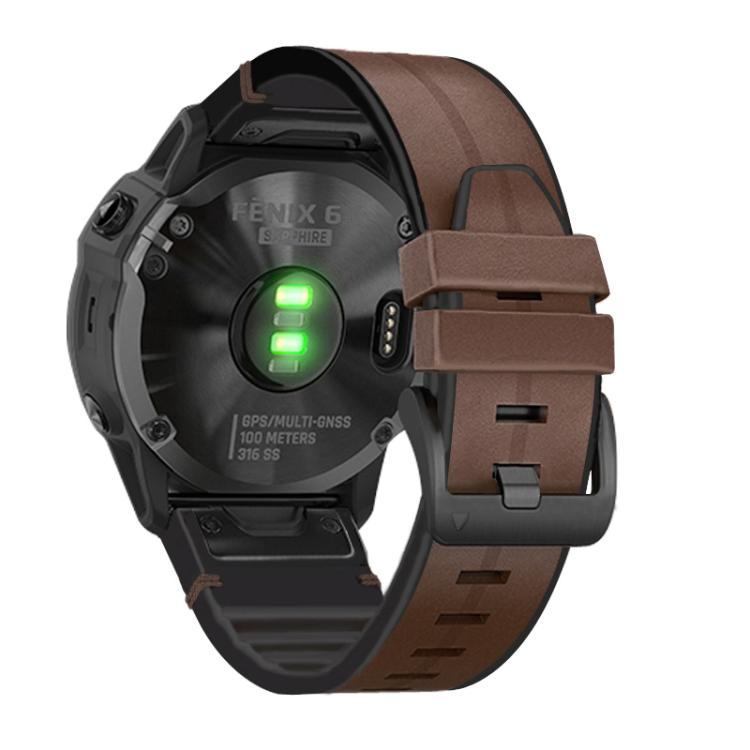 For Garmin QuickFit 22mm Kalebol Quick Release Silicone Leather Watch Band