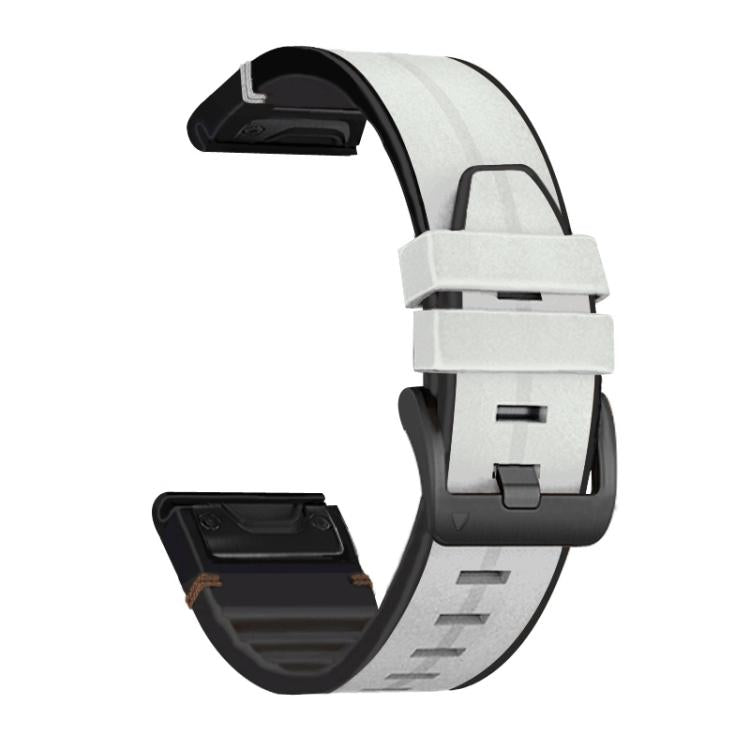 For Garmin QuickFit 22mm Kalebol Quick Release Silicone Leather Watch Band