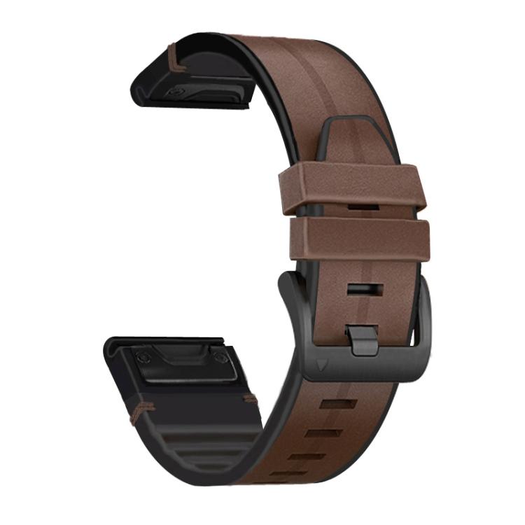 For Garmin QuickFit 26mm Kalebol Quick Release Silicone Leather Watch Band