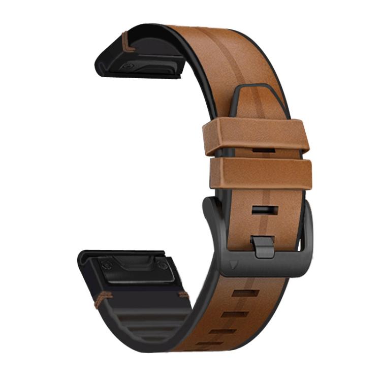 For Garmin QuickFit 26mm Kalebol Quick Release Silicone Leather Watch Band