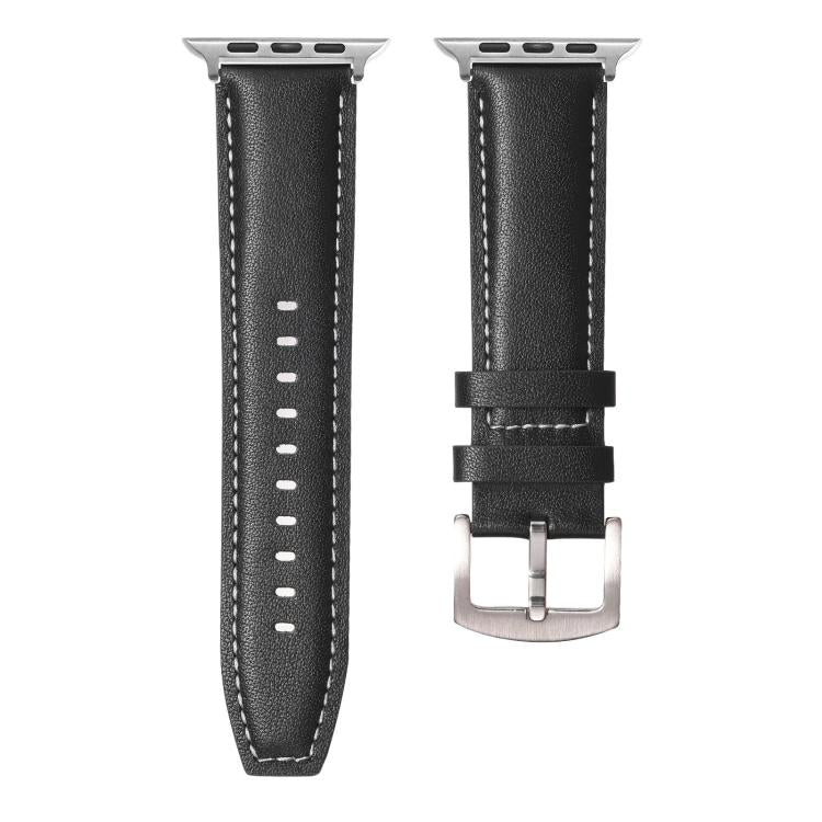 For Apple Watch 46mm / 49mm / 45mm / 44mm Kalebol Plain Genuine Leather Watch Band