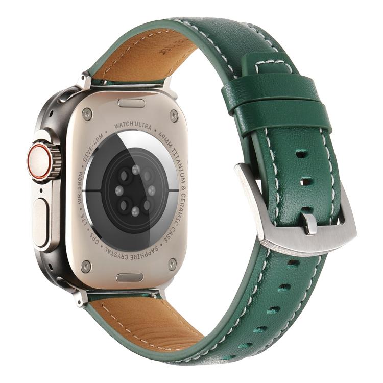 For Apple Watch 46mm / 49mm / 45mm / 44mm Kalebol Plain Genuine Leather Watch Band
