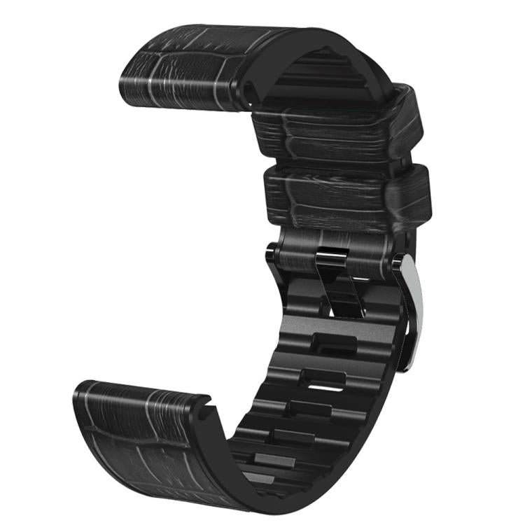 For Garmin QuickFit 22mm Kalebol Crocodile Texture Silicone Leather Watch Band