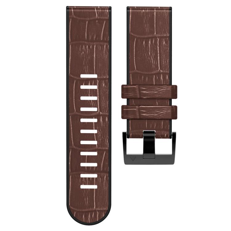 For Garmin QuickFit 22mm Kalebol Crocodile Texture Silicone Leather Watch Band