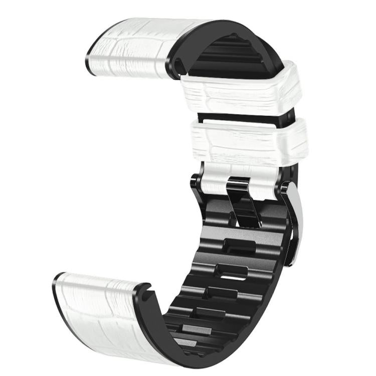 For Garmin QuickFit 22mm Kalebol Crocodile Texture Silicone Leather Watch Band