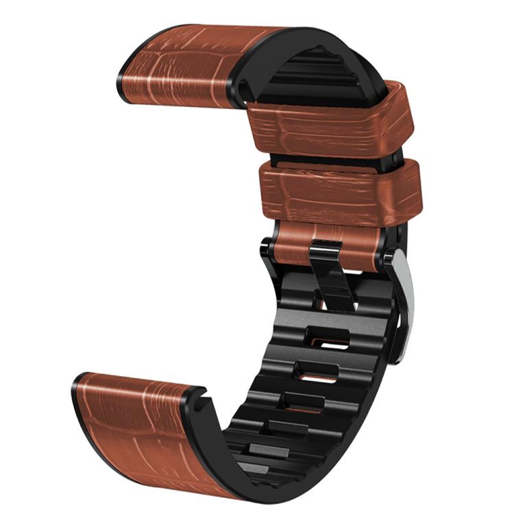 For Garmin QuickFit 22mm Kalebol Crocodile Texture Silicone Leather Watch Band