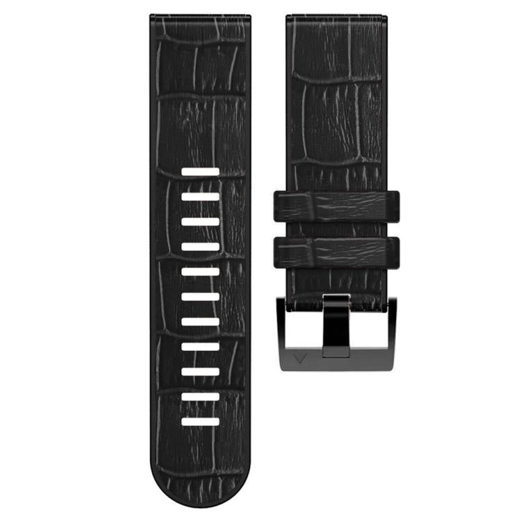 For Garmin QuickFit 26mm Kalebol Crocodile Texture Silicone Leather Watch Band