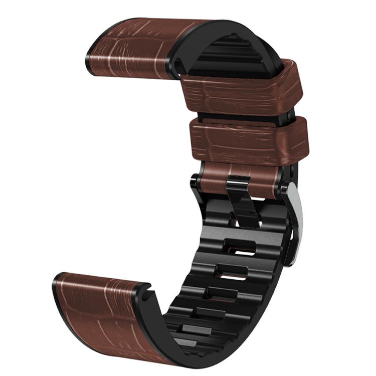 For Garmin QuickFit 26mm Kalebol Crocodile Texture Silicone Leather Watch Band