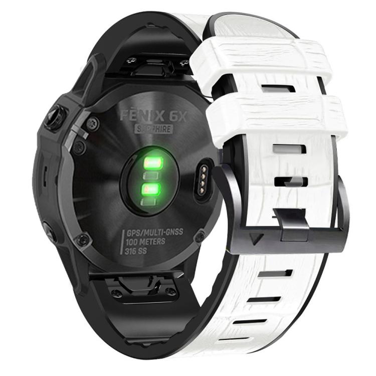 For Garmin QuickFit 26mm Kalebol Crocodile Texture Silicone Leather Watch Band