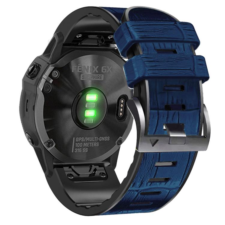 For Garmin QuickFit 26mm Kalebol Crocodile Texture Silicone Leather Watch Band