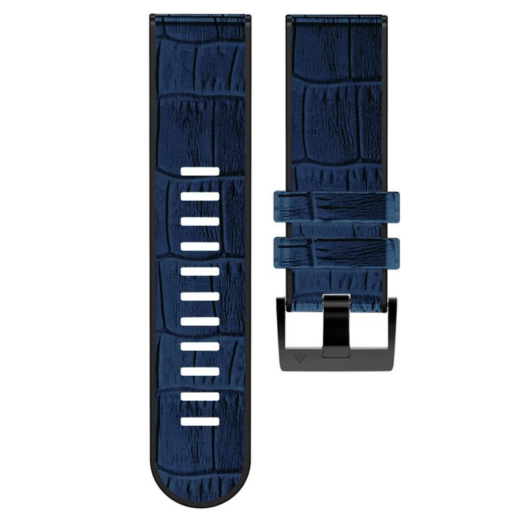 For Garmin QuickFit 26mm Kalebol Crocodile Texture Silicone Leather Watch Band