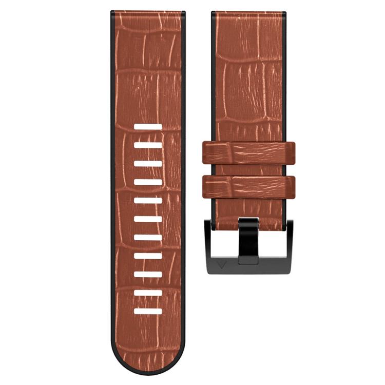 For Garmin QuickFit 26mm Kalebol Crocodile Texture Silicone Leather Watch Band