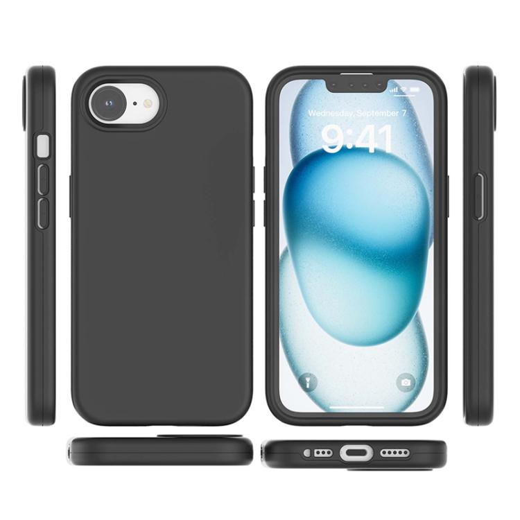 For iPhone 17e / 16e Rubber Oil Surface Solid Color Phone Case - Black
