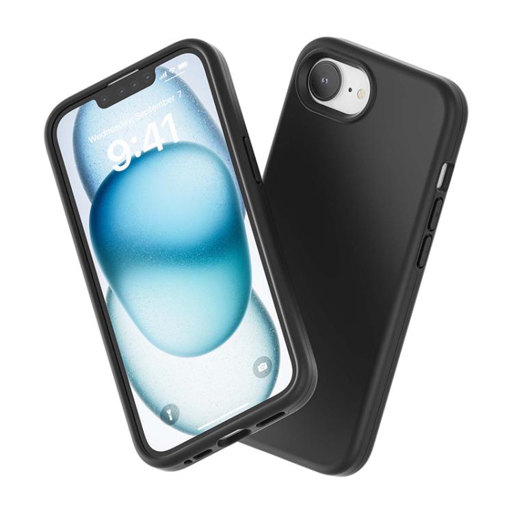 For iPhone 17e / 16e Rubber Oil Surface Solid Color Phone Case - Black