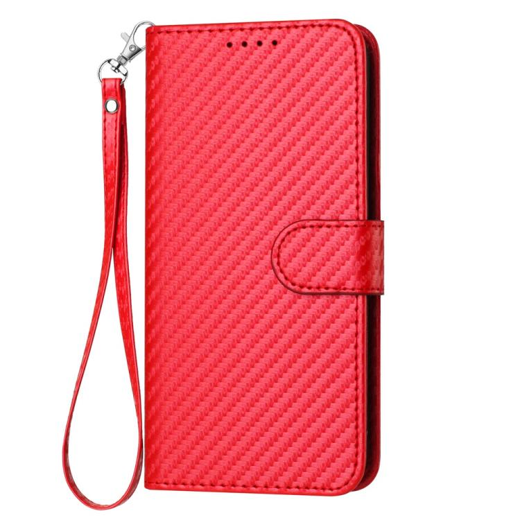 For Xiaomi 17 Pro YX0070 Carbon Fiber Buckle Leather Phone Case with Lanyard