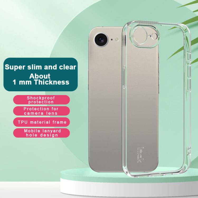 For iPhone 16e imak UX-5 Series Super Slim Transparent Shockproof TPU Protective Case - Transparent