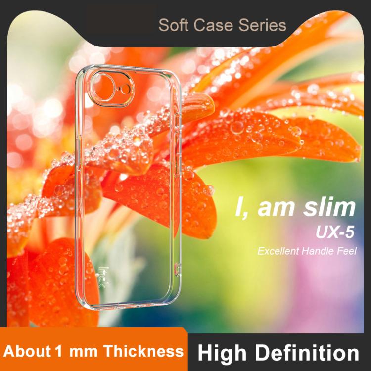 For iPhone 16e imak UX-5 Series Super Slim Transparent Shockproof TPU Protective Case - Transparent