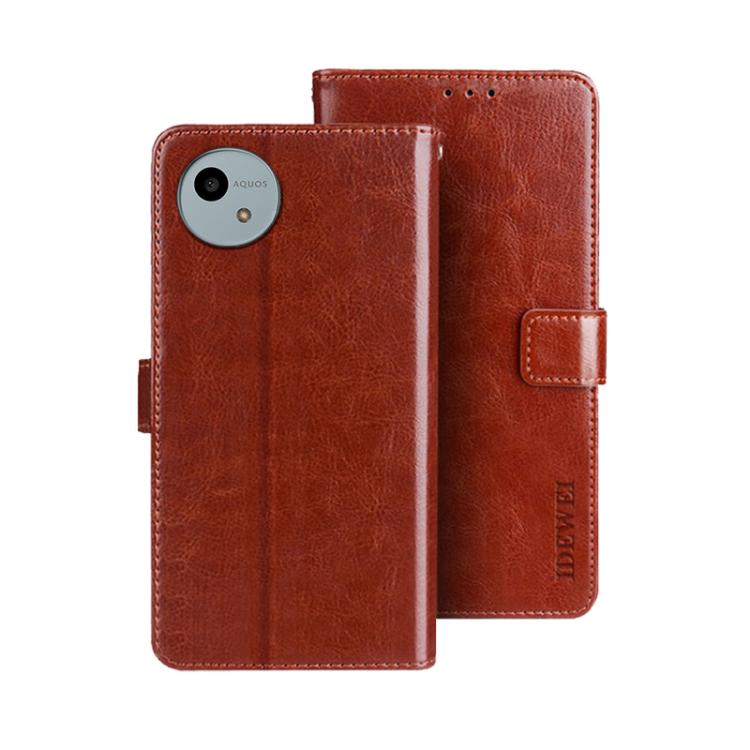 For Sharp Aquos wish4 idewei Crazy Horse Texture Leather Phone Case