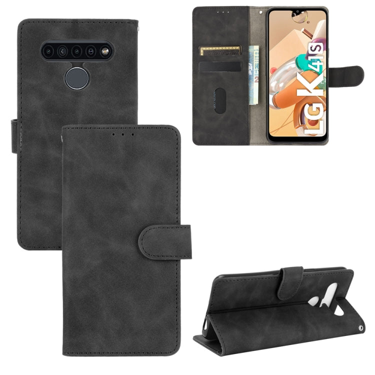 For LG K41S / K51S Solid Color Skin Feel Magnetic Buckle Horizontal Flip Calf Texture PU Leather Case with Holder & Card Slots & Wallet